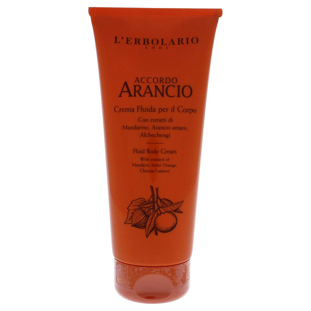 L'Erbolario Fluid Body Cream - Hydrating Body Butter for Dry Skin with Sunflower Oil - Skin Care for Elasticity, Firmness - Accordo Arancio - 6.7 oz