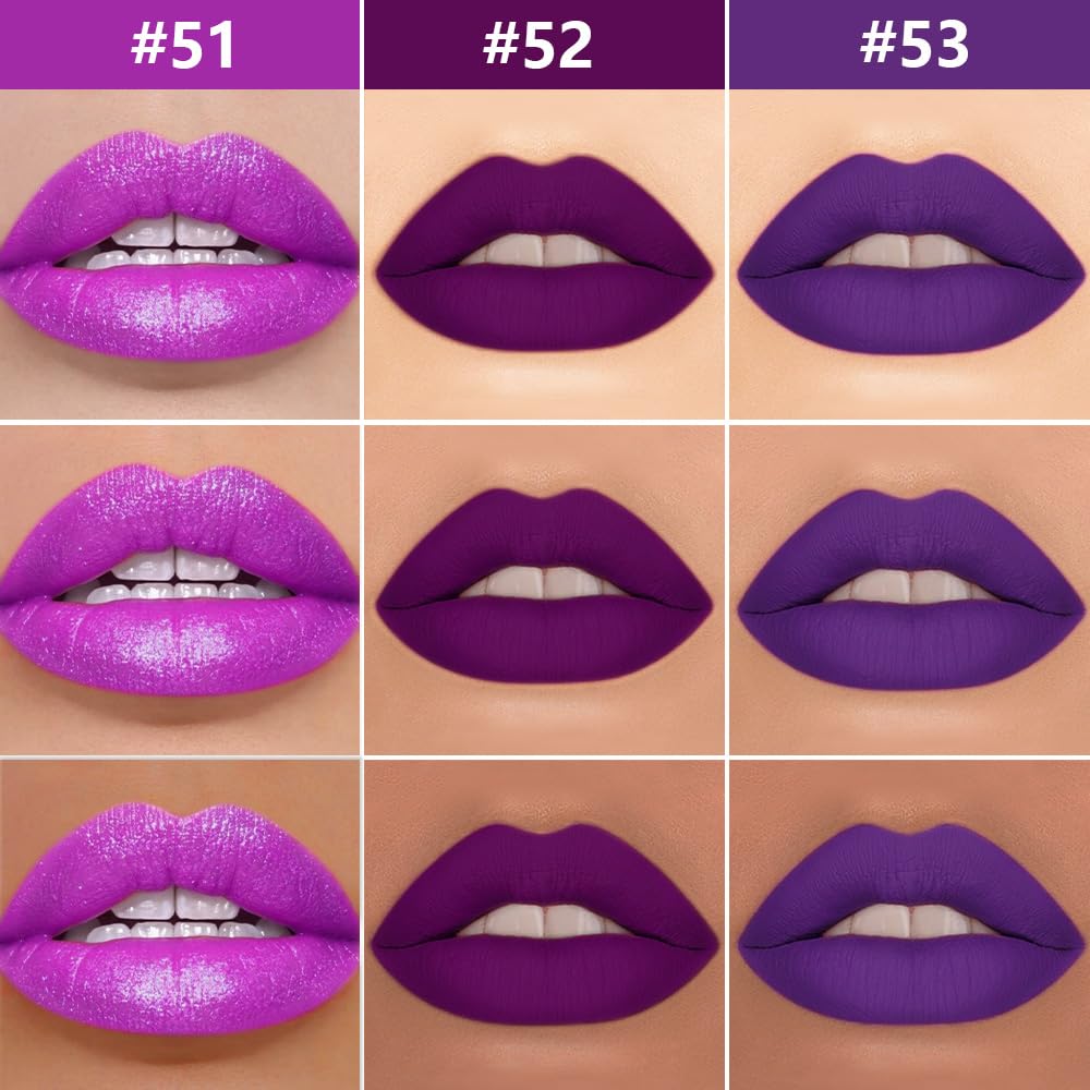 evpct 3Pcs Lavender Dark Violet Purple Matte Lip Liner & Liquid Lipstick Stain Makeup Set for Women, Lip Liner Stain Long Lasting Waterproof Smudge Proof, Cruelty Free Lip Makeup 24 hours originales