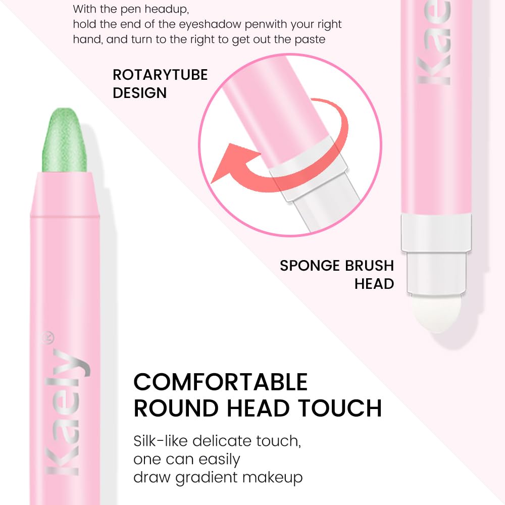evpct 2Pcs Cream Eye Shadow Brightener Sticks Set for Eyes Waterproof, Sky Blue & Greenish Cyan Shimmer Cream Eyeshadow Applicator Stick Pigmented Eye Makeup sombras en crema para ojos 10+12