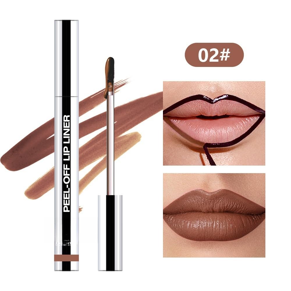 Longwear Peel-off Lip Stain Marker Peel Off with Vitamin E - Smudge-Resistant Lip Liner & Base for All Skin Types (02#)