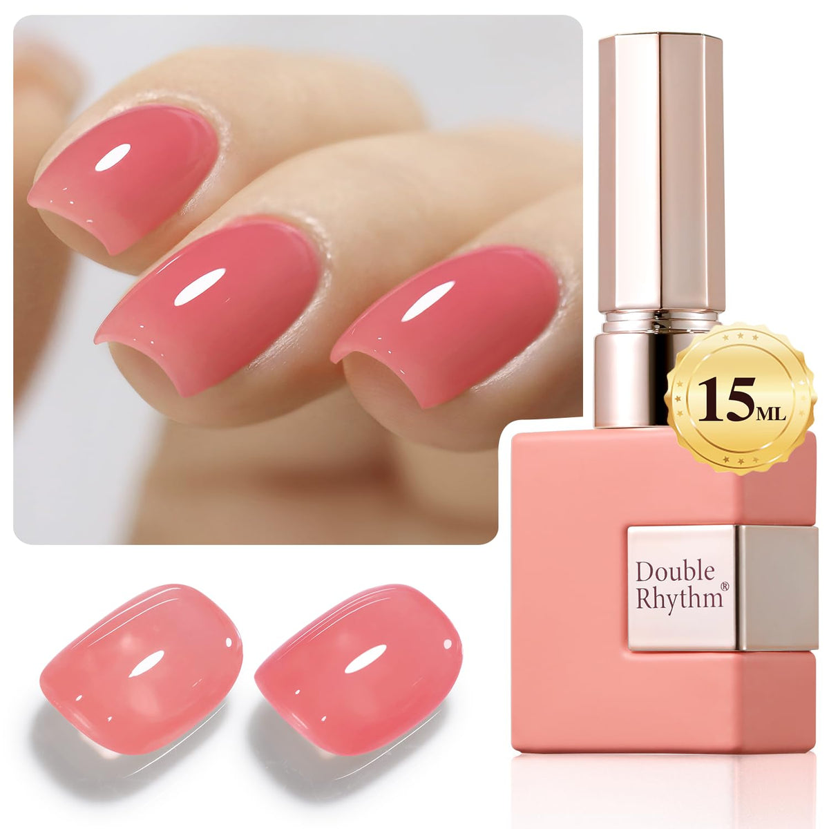 Double Rhythm 0.5Oz Translucent Gel Polish Sheer Neutral Natural Light Milky Same Color Same Bottle 15ML Jelly Gel Polish Art DIY at Home (Pink Rose-A1382)