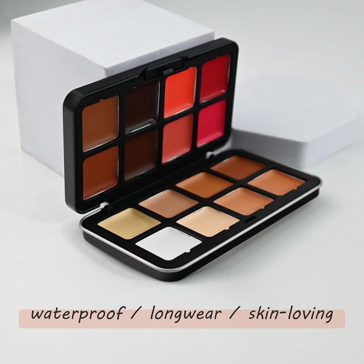 16 Color Cream Makeup Palette, Blush Concealer Highlighter Contour Palette, Multi-functional Makeup Palette with 8 Brushes, Face Make Up Gift for Women Girls