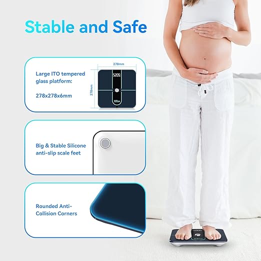 YOUSA Digital Scale for Body Weight High Accuracy Digital Smart Bathroom Scale LED Display Body Composition Scale FSA HSA Eligible Body Weight Scale Support 20 Body Data Sync with Fitness App