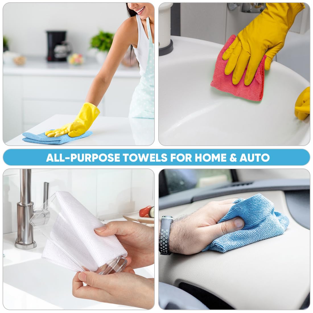 AIDEA Microfiber Cleaning Cloth 55 Sheets 3 Roll, Microfiber Towels for Cars, Blue Shop Towels, Shop Rags Washable, Cleaning Rags Reusable Paper Towels for Automotive, Mechanic, Workshops, House,11×9"