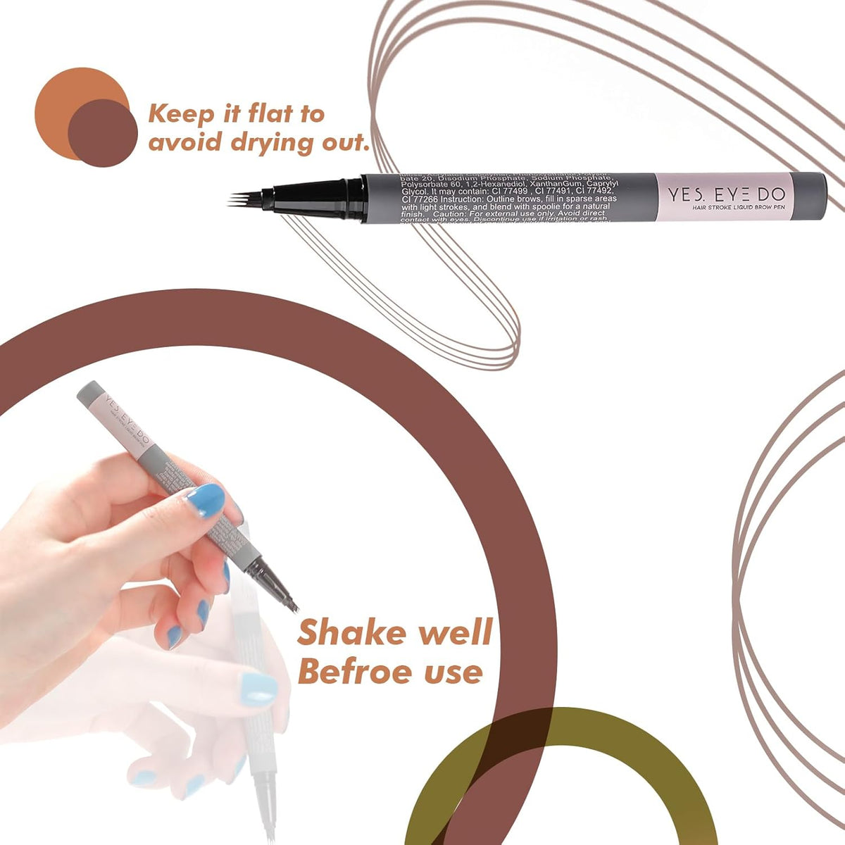 Eyebrow Pencil Grey Brown, Warm Grey Eyebrow Pen for Women, 4 Micro Tip Eyebrow Pencil to Create Realistic, Natural Brows, Durable and Smudge-Proof for 24H YES.EYE DO (Natural Charcoal-Warm Gray)