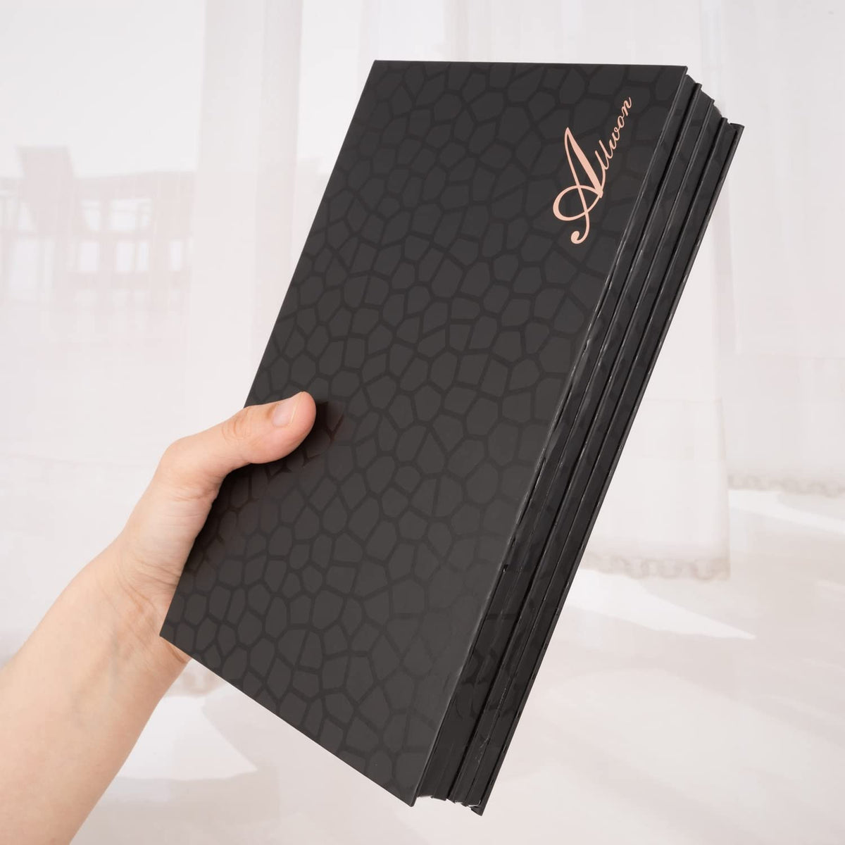 4-Layer Book Shaped Magnetic Palette Large Empty Makeup Palette Storage Box for Eyeshadow Lipstick Blush Powder (Black)