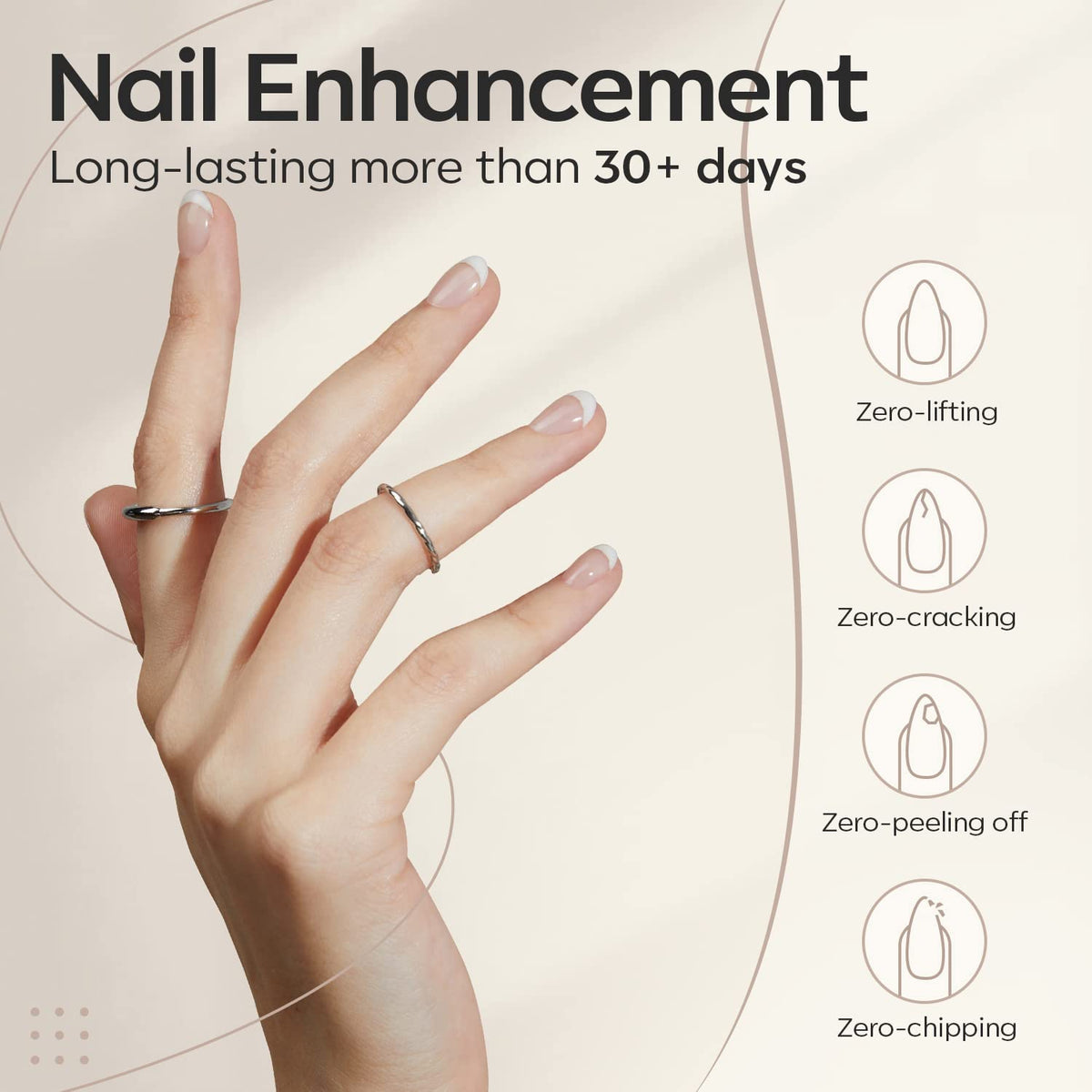 modelones Builder Nail Gel, 7-in-One Clear Builder for Nails, LED Lamp Cured Color Rubber Base Gel Polish Coat Strengthener Thickening Extension Rhinestone Glue in a Bottle for DIY Home Salon Gifts