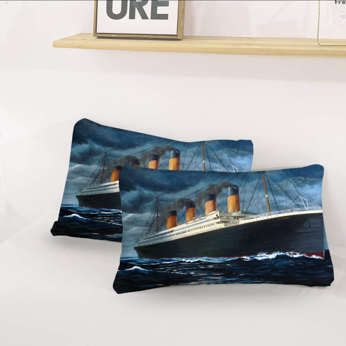 SNHW Titanic Microfiber Bed Bedding Set, 3 pcs Twin Size Bed Quilt Cover & Pillow Sham case Set, Super Soft Bed Sheet Sets with 1 Bed Sheet Covers + 2 Pillowcase Decorative Set 60x80 Inch, Black