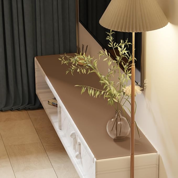 Vanity Protector Mat - Can Be Used On Both Sides Waterproof and Easy to Clean Good Flatness Used for Dresser Table(Mud Color+Champagne Gold 10x48)