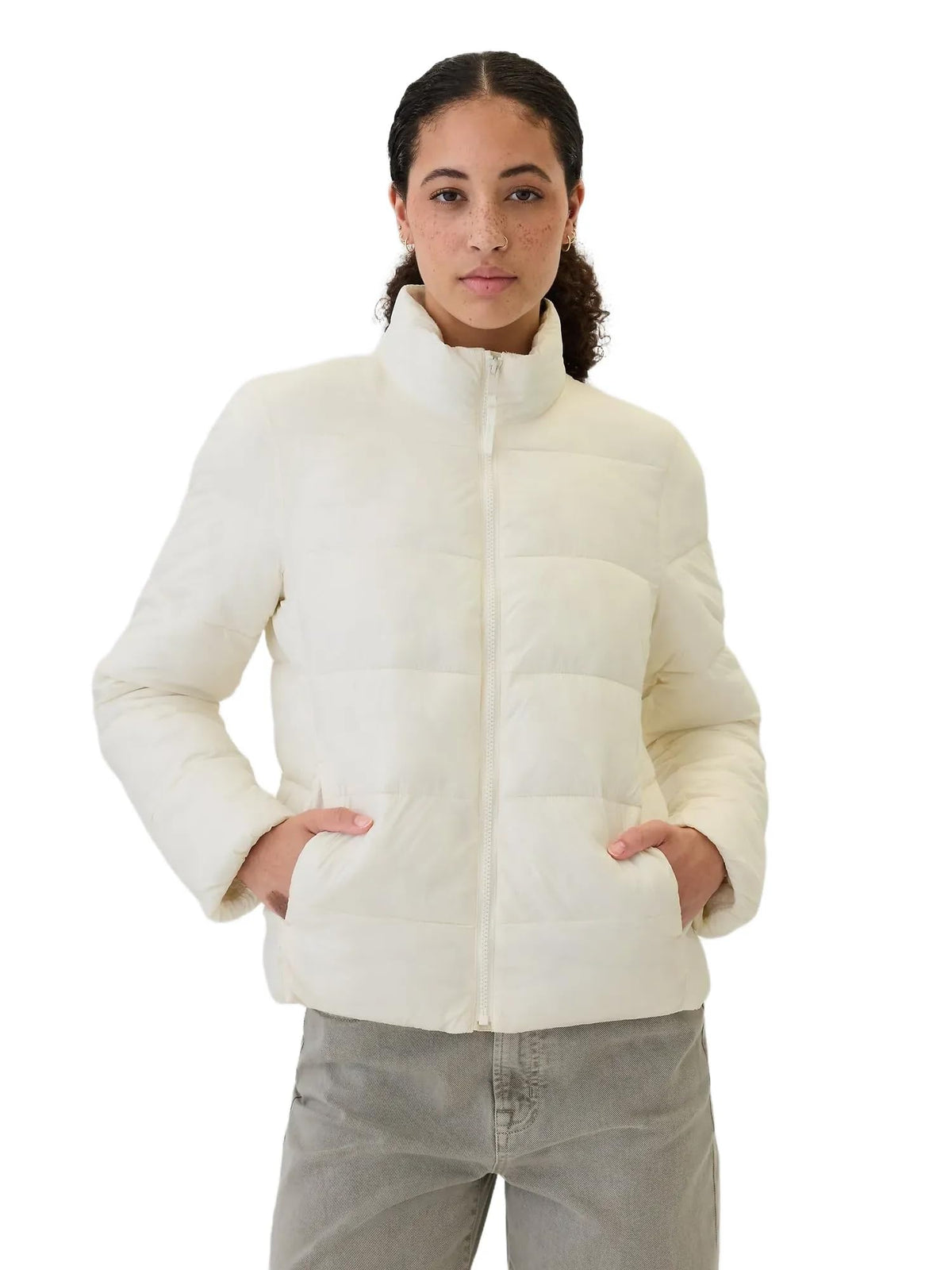 GAP Womens Logo Lightweight Puffer Jacket Birch L
