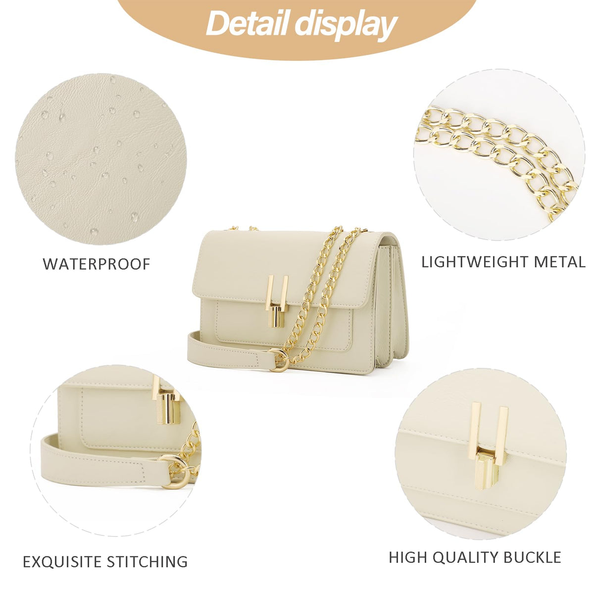 KL928 Crossbody Purses for Women Shoulder Bag Designer Satchel Handbag (Off-white)