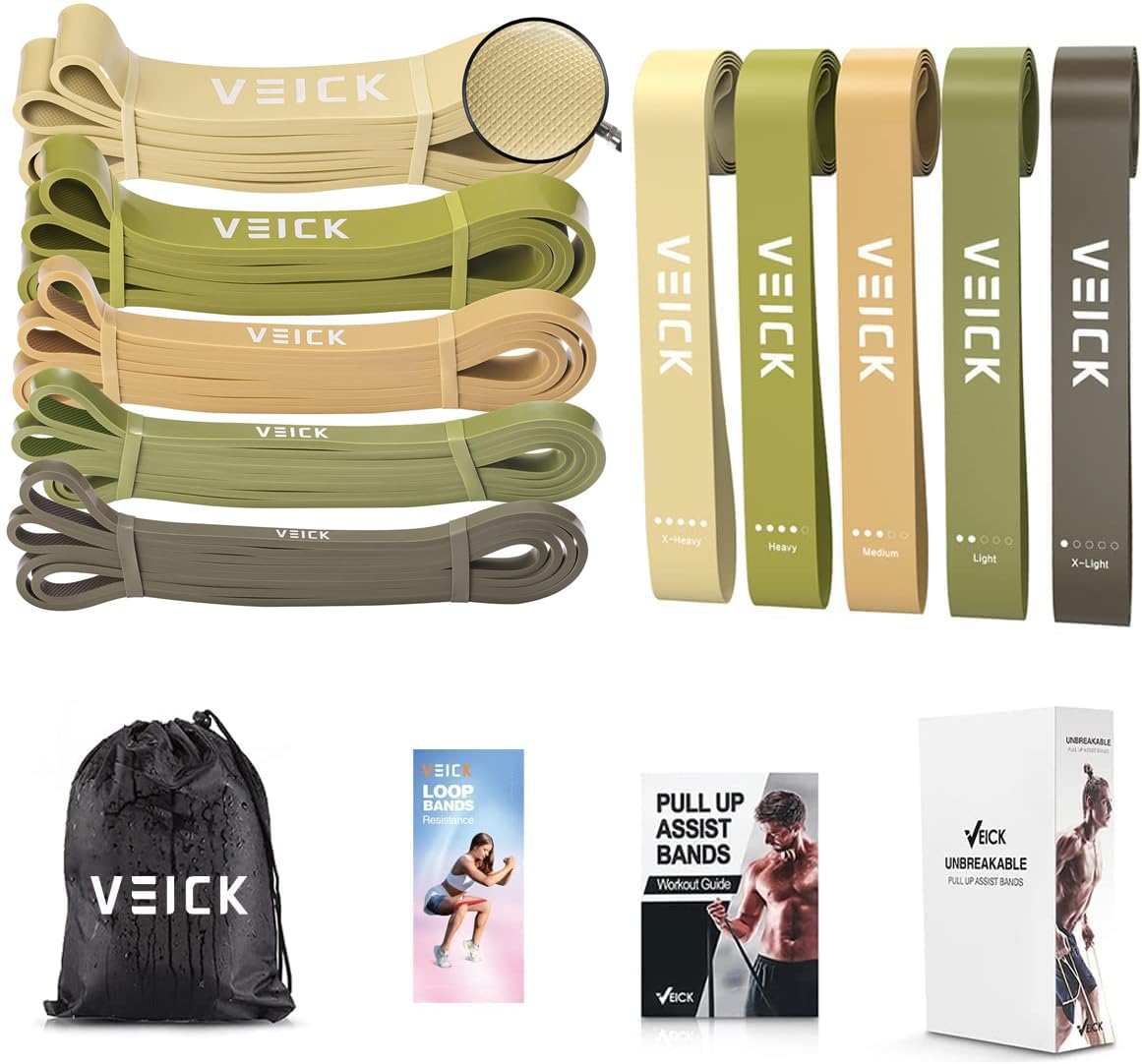 VEICK Resistance Bands for Working Out, Exercise Bands, Workout Bands, Pull Up Assistance Bands, Long Heavy Stretch Bands Set for Men and Women, Power Weight Gym at Home Fitness Equipment
