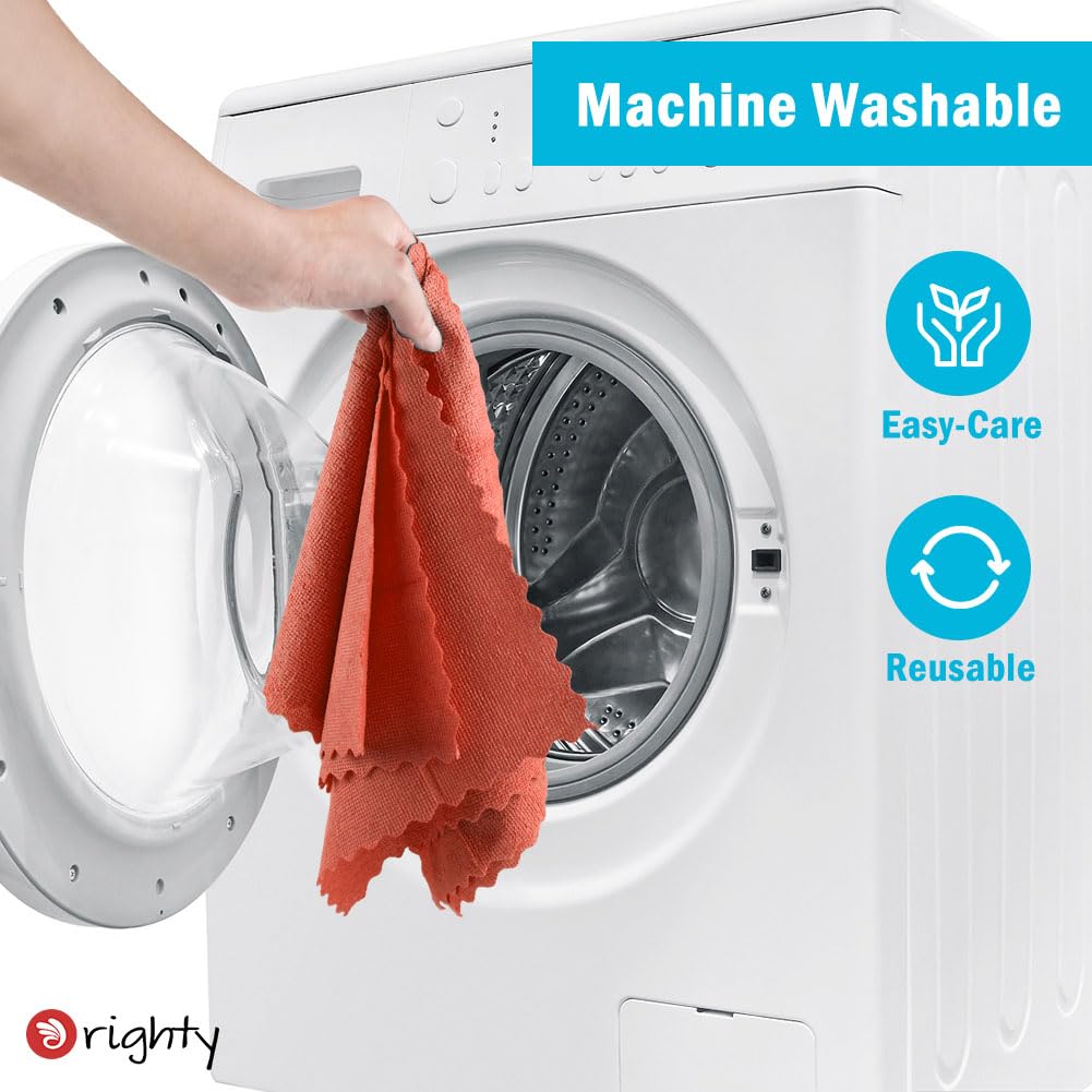 Orighty Cleaning Cloths Bulk, 200 Pack Shop Rags Reusable, Multi-Purpose Shop Towels for Cars, Microfiber Cleaning Rags for Automotive, Mechanic, Kitchen, Lint Free Towels 11.5’’ x 11.5’’, Red