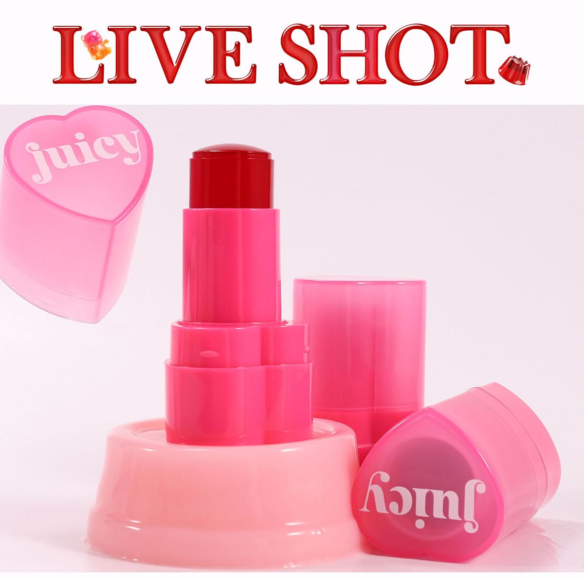 Cooling Water Jelly Tint Stick，Multi-Use Juicy Love Blush, 3-In-1cheek Blush & Eyeshadow & Lip Tinted Long-Lasting Moisture Stick，Bouncy Jelly Texture，Creates A Moist Watercolor Effect (#07, 0.32oz)