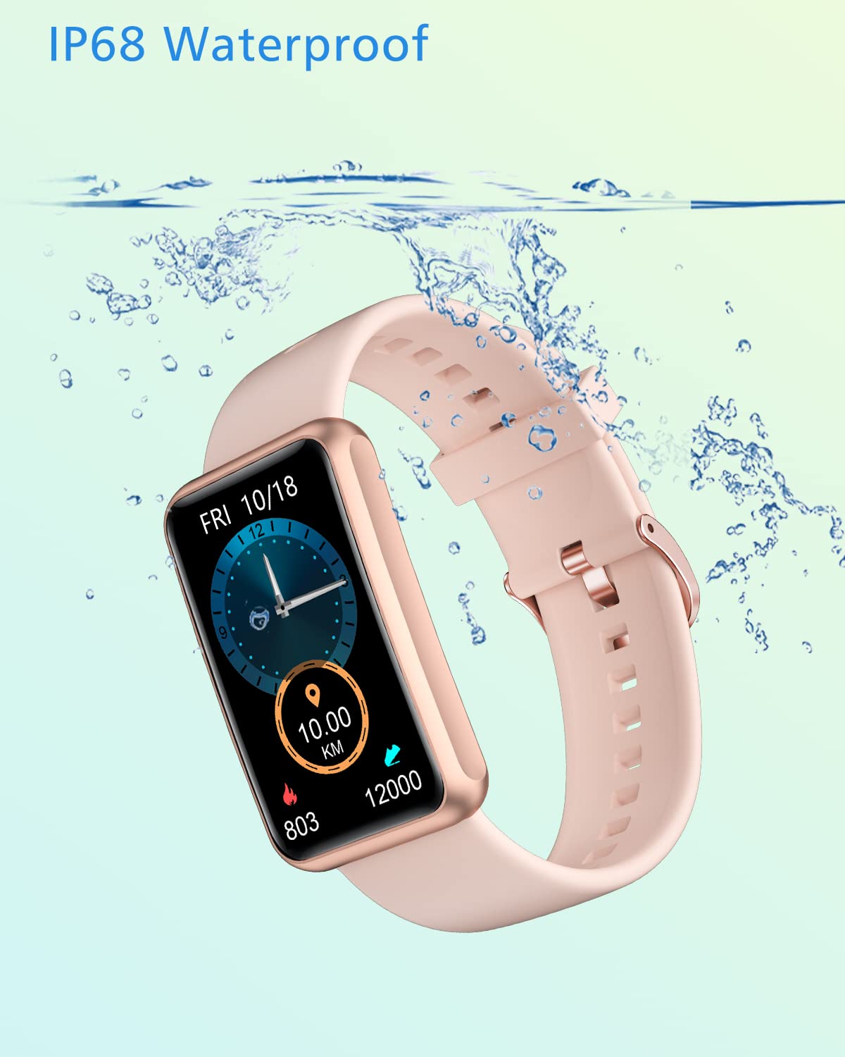 Cloudpoem Fitness Tracker No Bluetooth No APP/Phone Required, Fitness Watch for Men Women Parents Pedometer Watch with Sleep Tracker Steps Counter Alarm Clocks IP68 Waterproof (Pink)