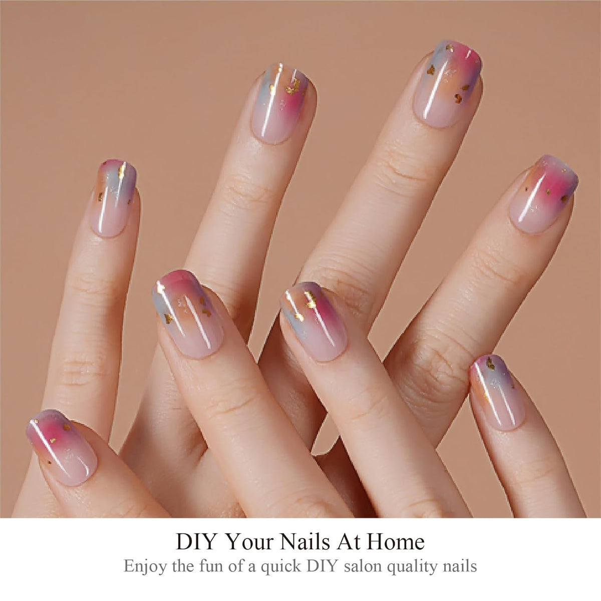 Semi Cured Gel Nail Strips, 20pcs, Multicolor Bubble Nail Wraps, Waterproof, 2 Weeks Long Lasting