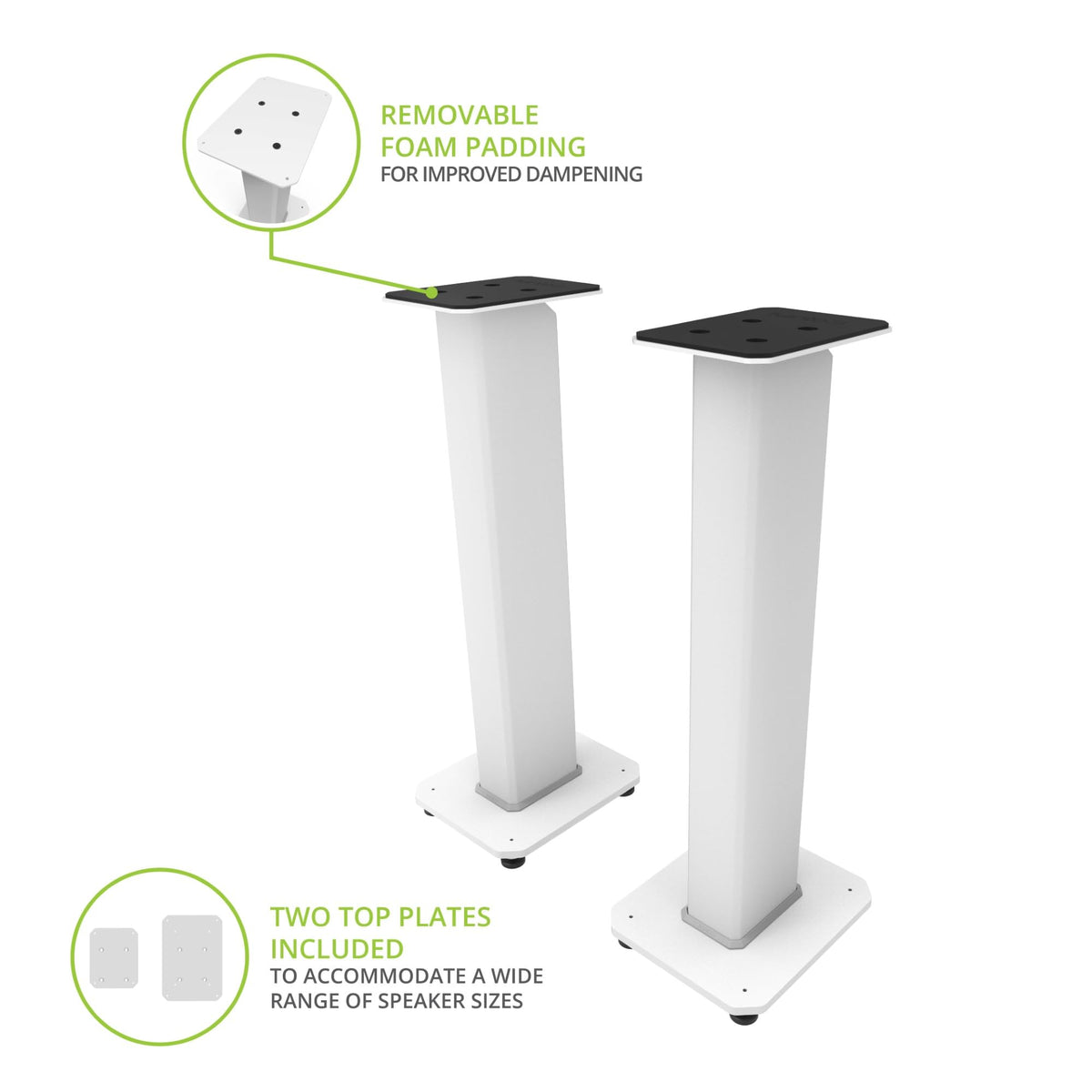 Kanto SX30 Universal Fillable Speaker Floor Stands for Bookshelf Speakers | 30" Tall | Adjustable Isolation Feet | Dedicated Cable Channel | Fill Bags & Level Incl. | Pair | White