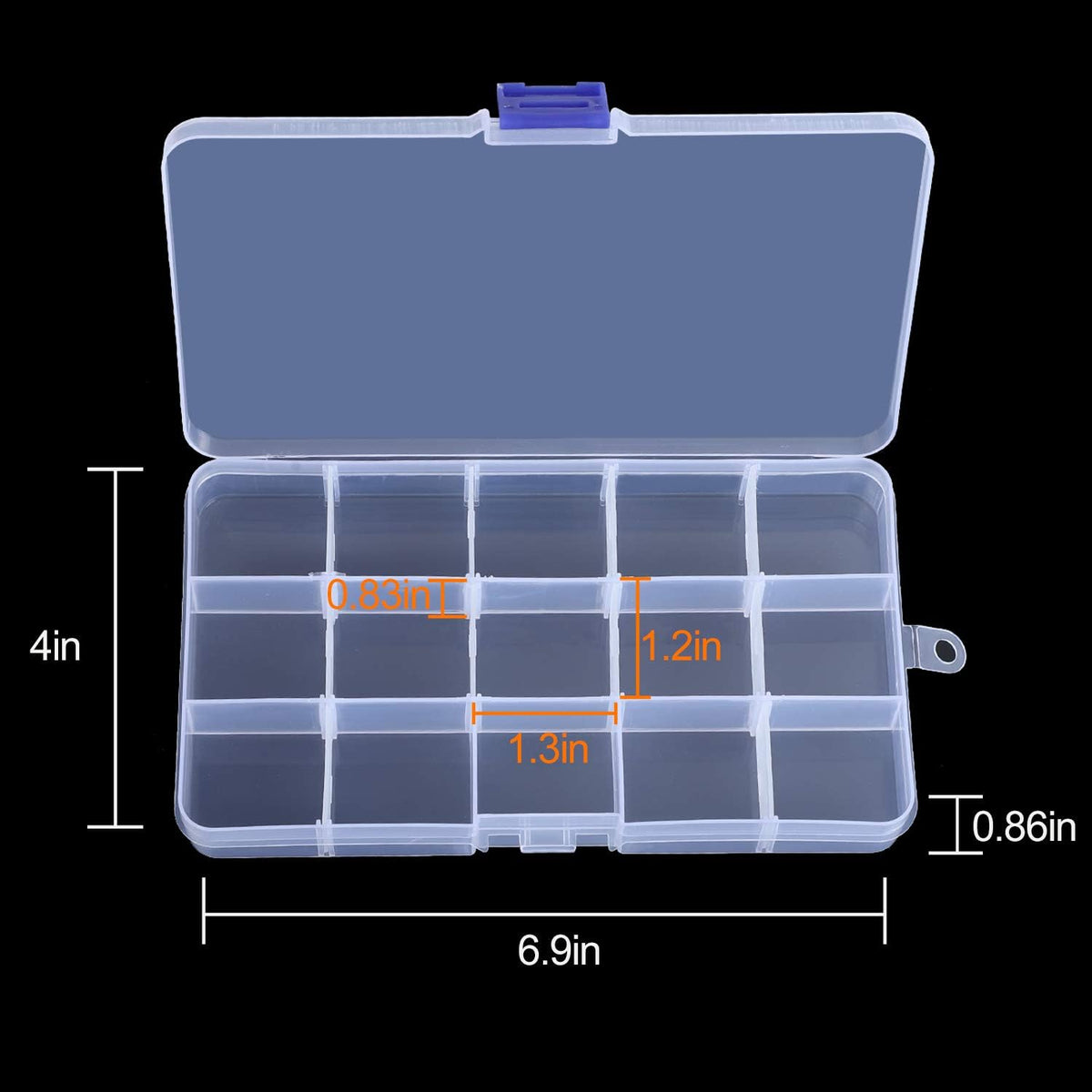 KINJOEK 10 Pack 15 Grids Plastic Bead Organizer Containers Storage, Adjustable Dividers Diamond Jewelry Craft Painting Storage Case, Clear Small Fishing Tackle Box for Sewing Cross Stitch Accessories
