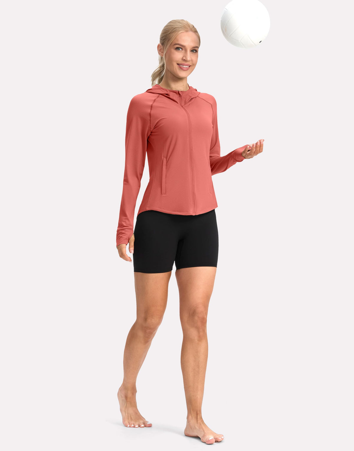 G Gradual Women's UPF 50+ Sun Protection Hoodie Jacket Lightweight Zip Up Jackets Long Sleeve Shirts for Women Hiking Outdoor(Coral,XL)
