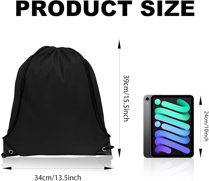 GoodtoU Drawstring Bags, Nylon Backpacks with Drawstring - Gym, Sport, Travel (Black, 40Pcs)