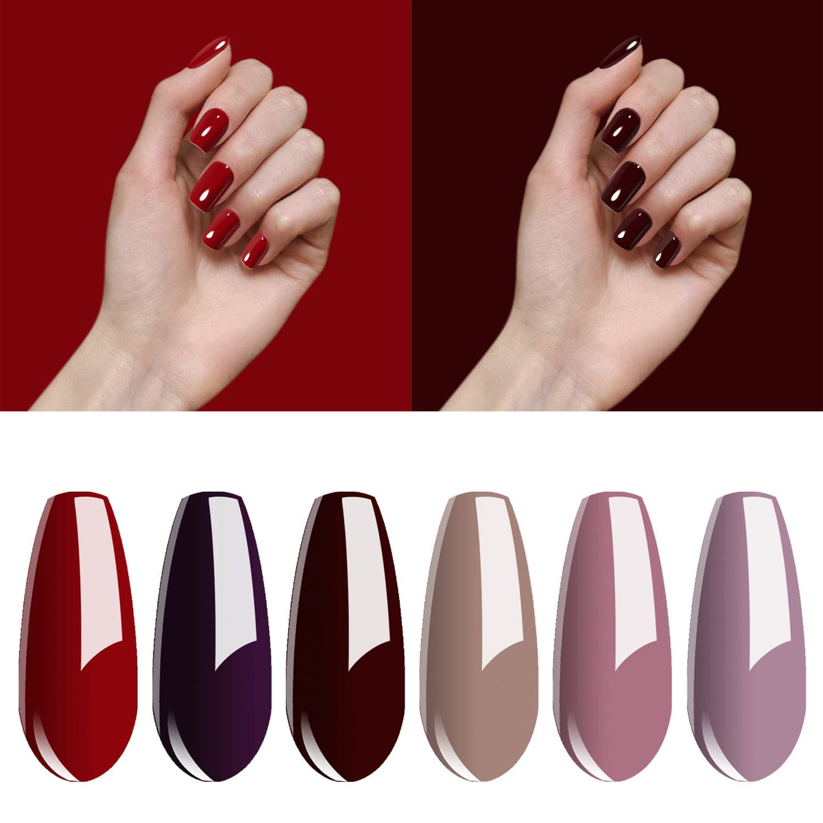 Gel Nail Polish Starter Kit - Vishine 6 Corals Colors Gel Polish Set Base Top Coat, 36W LED Nail Dryer Lamp with Full DIY Gel Manicure Nail Tools 8ml #C022