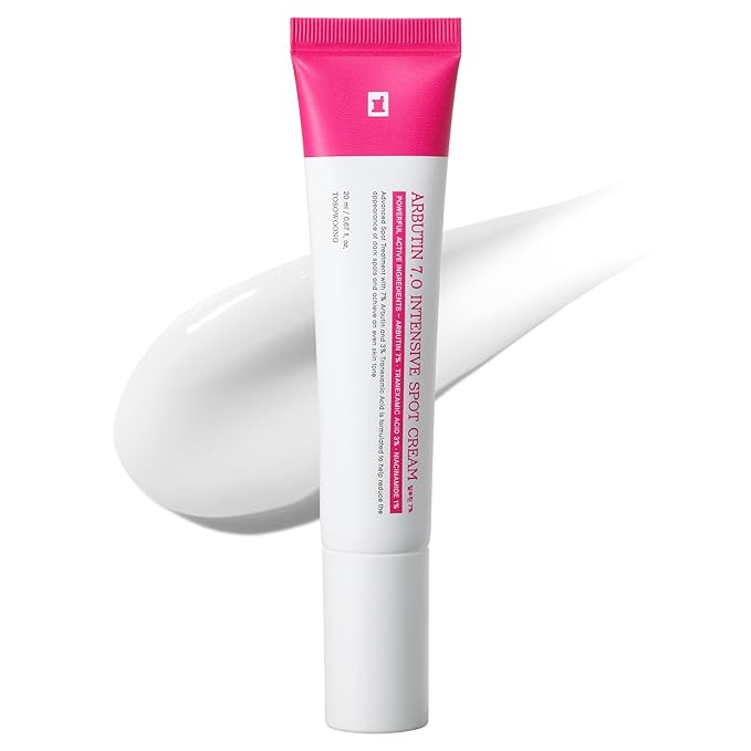 TOSOWOONG Arbutin 7% Intensive Spot Cream with 70,000ppm Arbutin, 3% Tranexamic Acid, 1% Niacinamide, Glutathione, Dark Spots, freckle, Blemishes, Anti-pigmentation, Korean Skin Care, 20ml, 0.67 fl.oz
