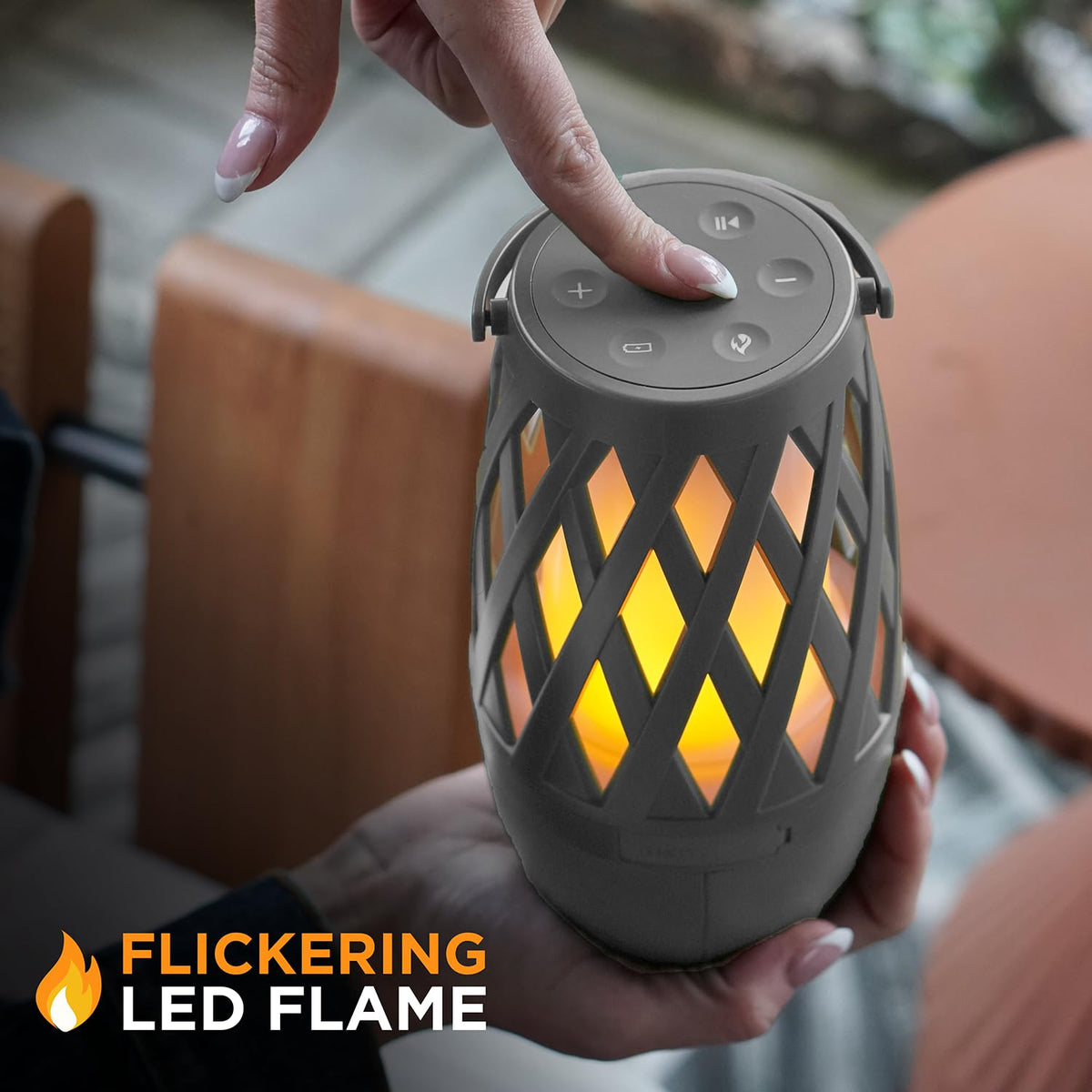Limitless TikiTunes Pro Portable Bluetooth 10-Watt Speaker with 3-Mode LED Flame Light, Pair up to 100 Speakers, 4000 mAh Battery for iPhone/iPad/Android (Graphite)