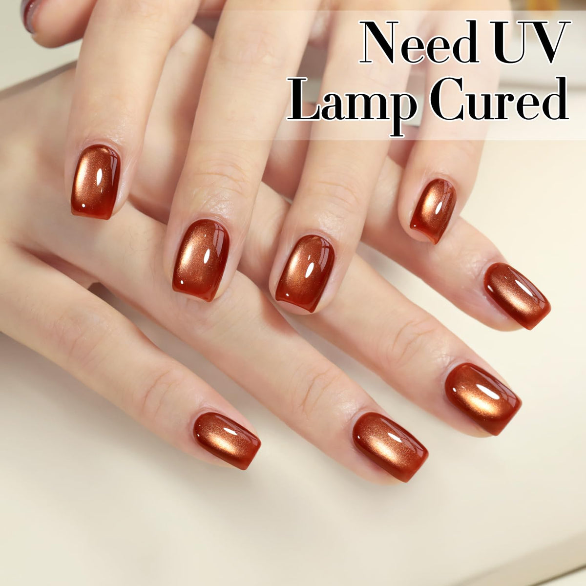 Double Rhythm 0.5 Oz Cat Eye Gel Polish with Magnet Same Color Same Bottle Holographic Glitter Shimmer Translucent Color Salon 15 ML Magnetic Nail Art (Red Brown-MC1279)