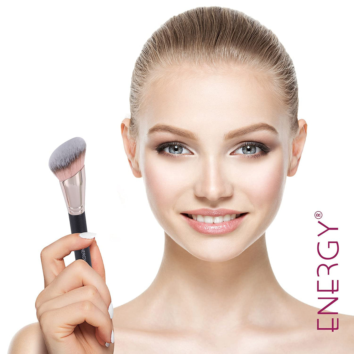 ENERGY Foundation Brush Large Powder Foundation Brush for Face Mineral Liquid Cream Powder Cosmetics - Buffing, Stippling,Blending Vegan Makeup Brushes 170S