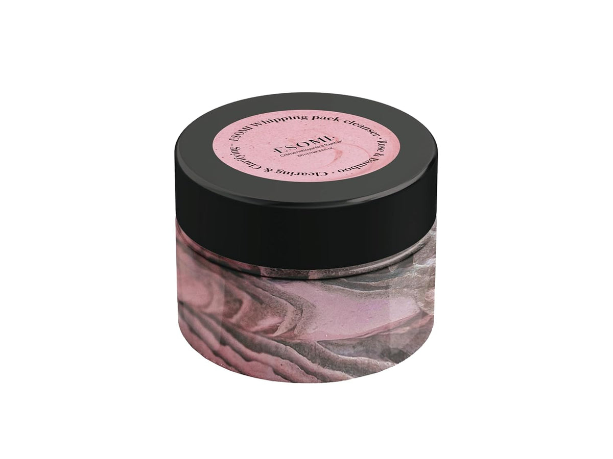 ESOMI Rose and Bamboo Whipping Pack Cleanser 3.72 fl oz – 3-in-1 Makeup Remover, Deep Cleanser & Soothing Mask, Rose Water, Bamboo Charcoal, Vitamins E & K