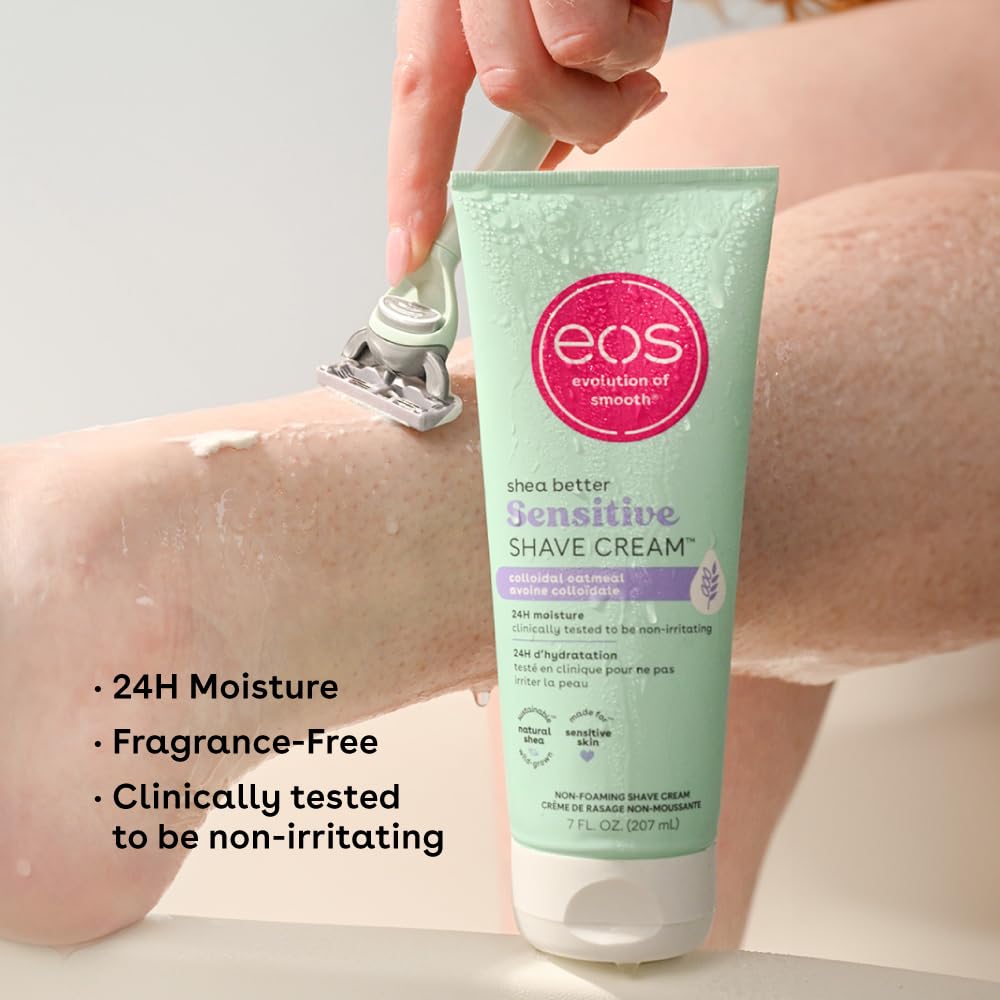 eos Shea Better Sensitive Skin Women's Shave Cream- Fragrance-Free, 2-pack of 7 oz containers