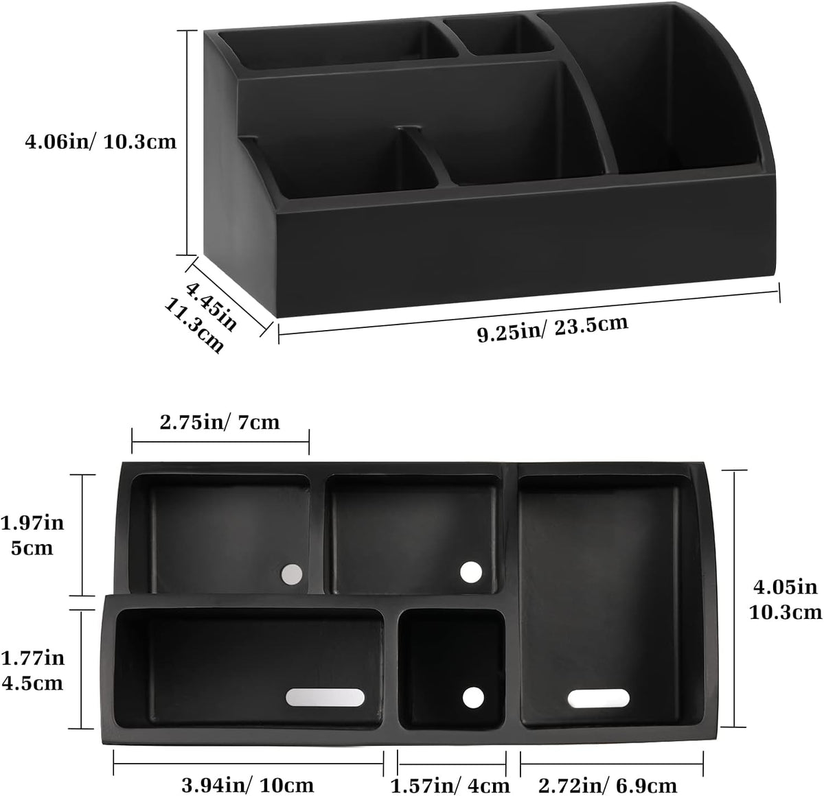 Luxspire Bathroom Counter Organizer, Toothbrush Holder for Bathroom 5 Slot, Large Bathroom Countertop Organizer Storage Marble Bathroom Accessories for Toothbrush Toothpaste, Matte Black