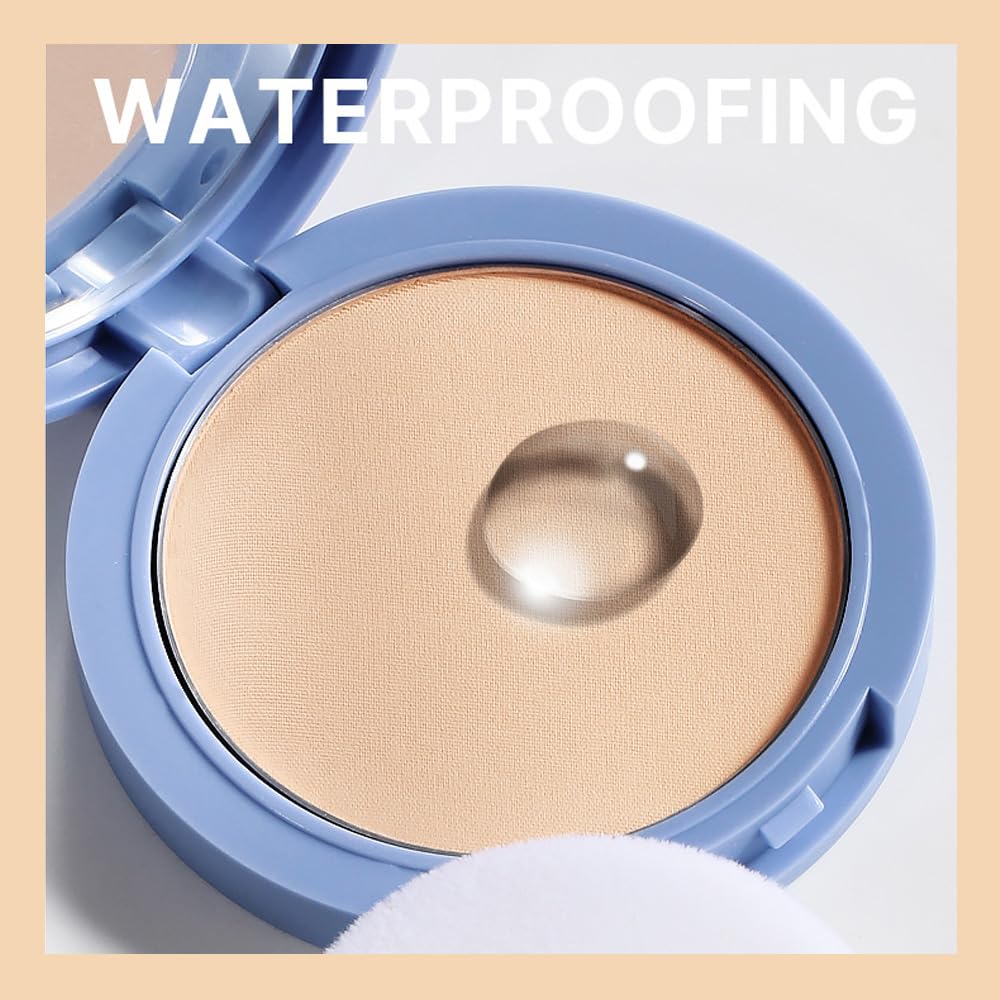 evpct Oil Control Pressed Face Powder Compact for Women, Translucent Setting Powder Makeup Foundation for Women, Waterproof Long Lasting Lightweight, polvo compacto de maquillaje, 125 Ivory Buff
