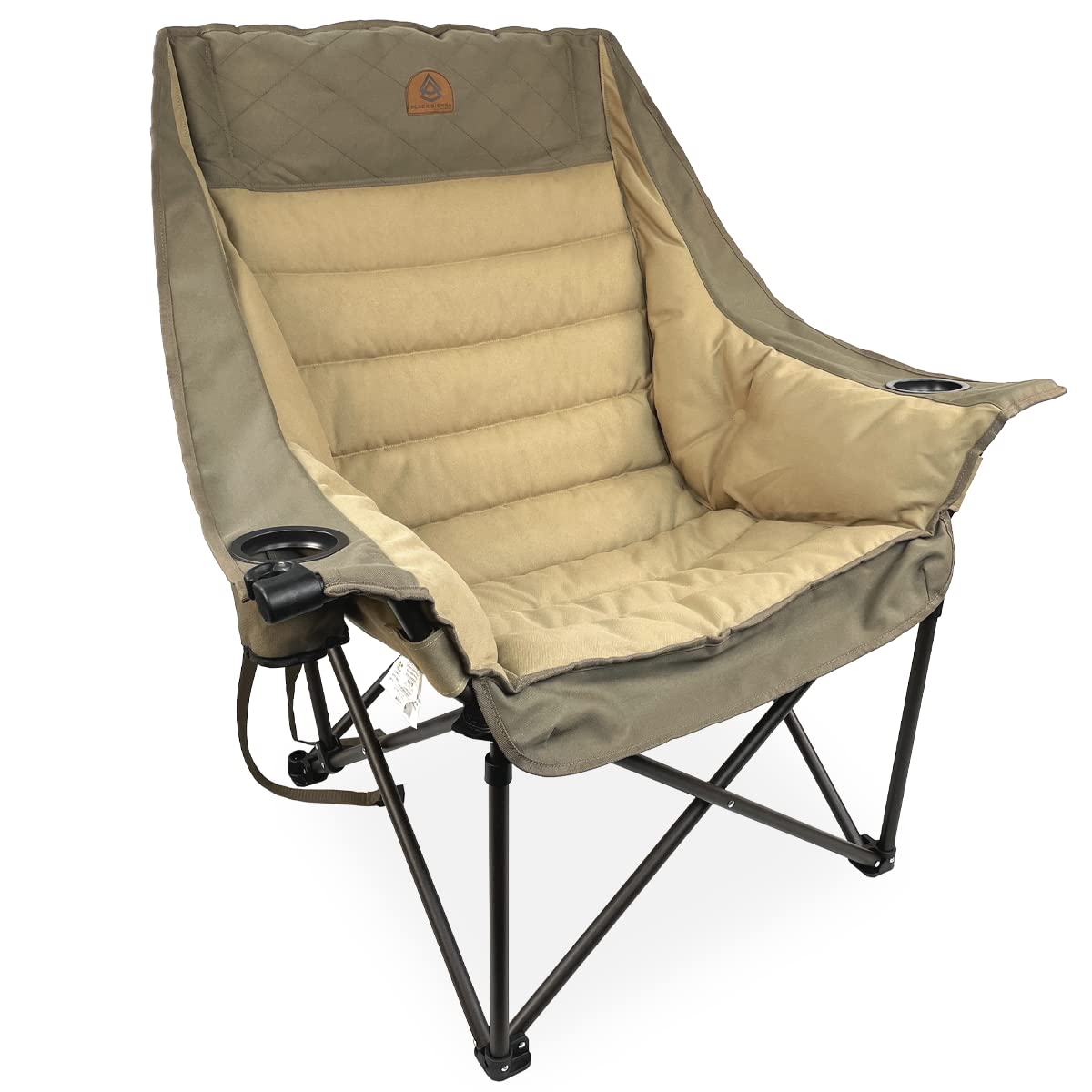 Black Sierra Deluxe Padded Camping Chair for Sports & Outdoors, Oversize XL Outdoor Folding Chair Supports 400 lbs, Heavy Duty Seat w/Dual Cup Holders/Carry Bag Perfect for RV, Tailgating, Glamping