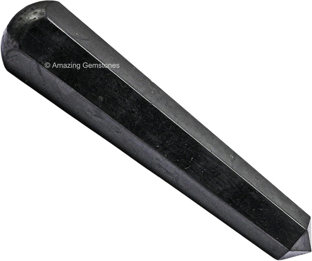 Amazing Gemstone Shungite Crystal Wand Massage Stick - Pelvic Wand Gua Sha for Adults - Crystals and Healing Stones Massage Wands for Adults Gifts (Pointed)