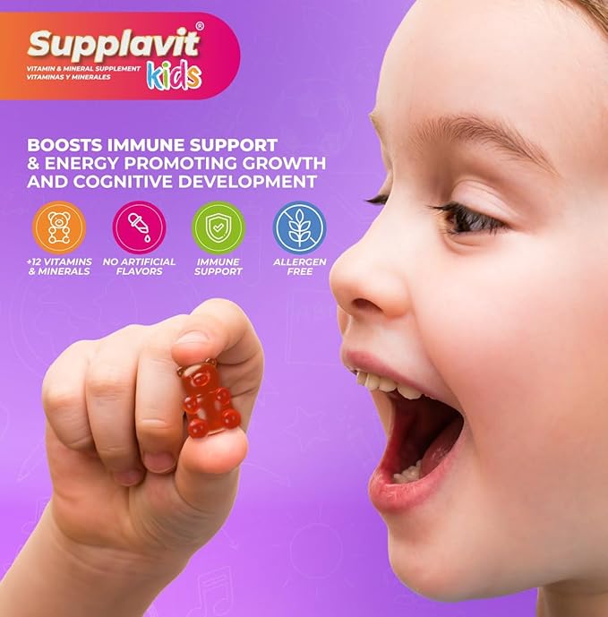 Kids Vitamins and Supplements, No Artificial Coloring, Allergen-Free for Healthy and Strong Children, Natural Fruit Flavors, Healthy and Delicious, (60 Gummies)