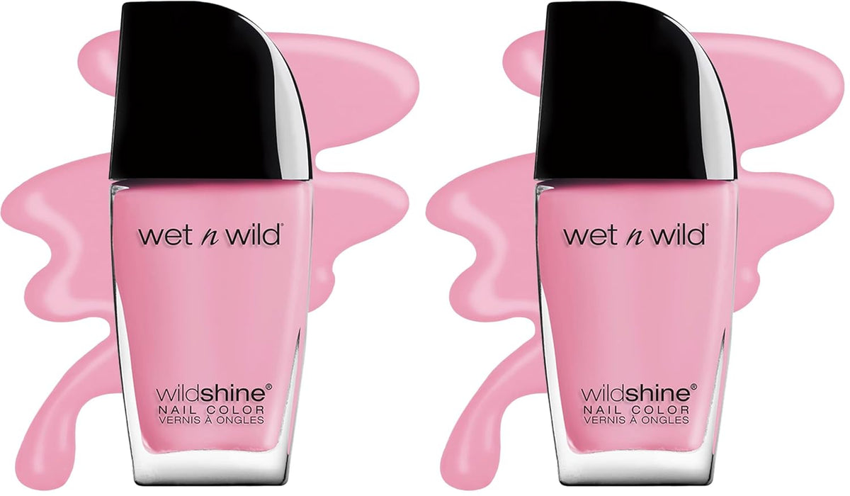 wet n wild Nail Polish Wild Shine, Tickled Pink, Nail Color (Pack of 2)