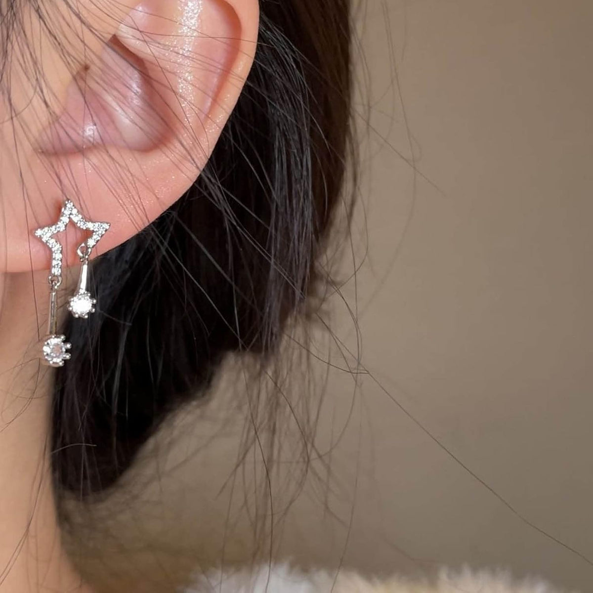 Vintage Crystal Star Earrings Rhinestone Drop Earrings Boho Star Crystal Dangle Earrings Silver Cz Star Stud Earrings Jewelry for Women
