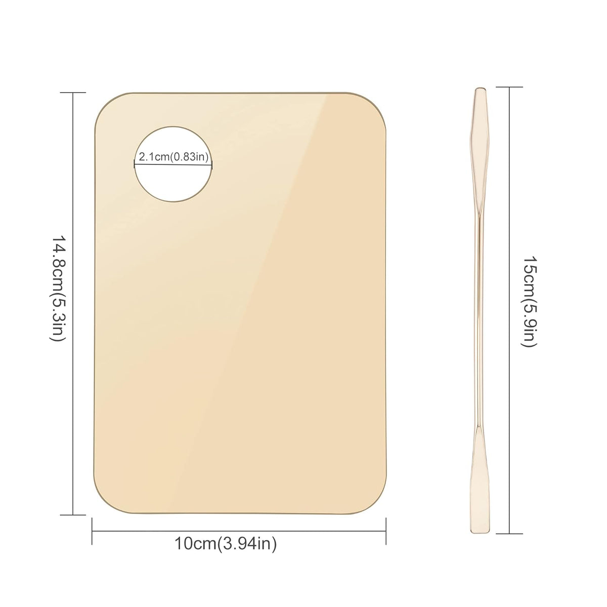 Acrylic Cosmetic Makeup Palette, Makeup Mixing Tray with Makeup Spatula Metal Mirror for Beauty Salon Color Cream Liquid Foundation Mixing Palette (2 Pcs Gold palettes)