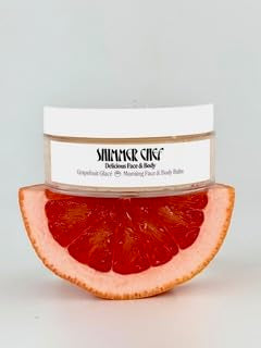 SHIMMER CHEF Grapefruit Glacé Morning Face & Body Balm Organic Skincare with Grapefruit Peel Concentrate Aloe Shea and Mango Butters Hydrates Protects Radiant Shimmery Skin Mood Uplift 1.5 oz