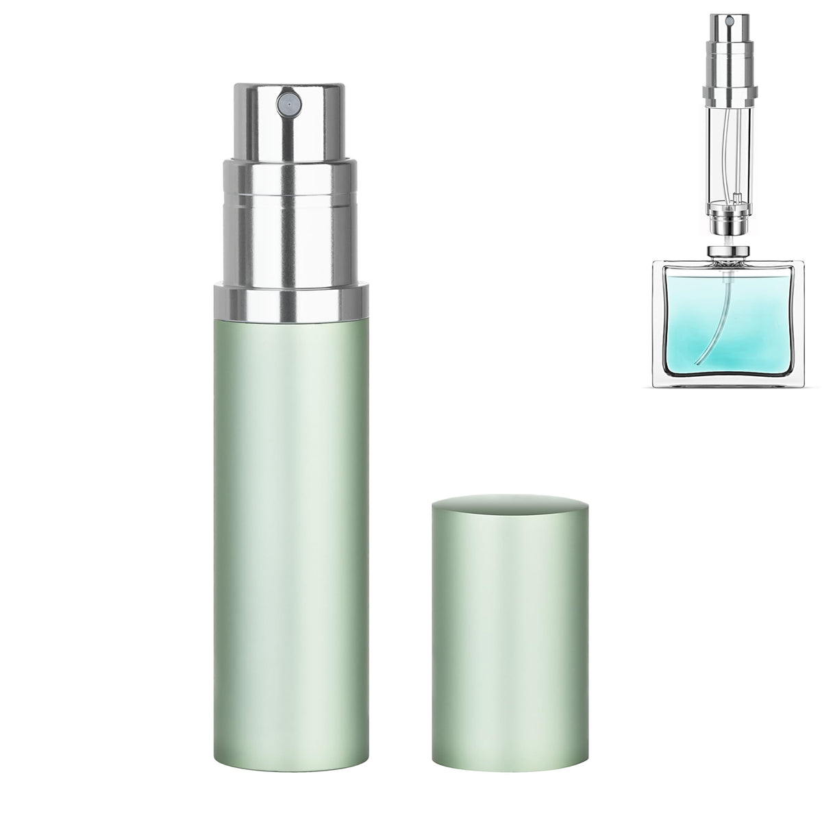 Qavhun Refillable Perfume Atomizer Travel Bottle 5ml Leakproof Luxury Travel Perfume Refillable Bottle, Portable Fragrance Atomiser (Light Green)