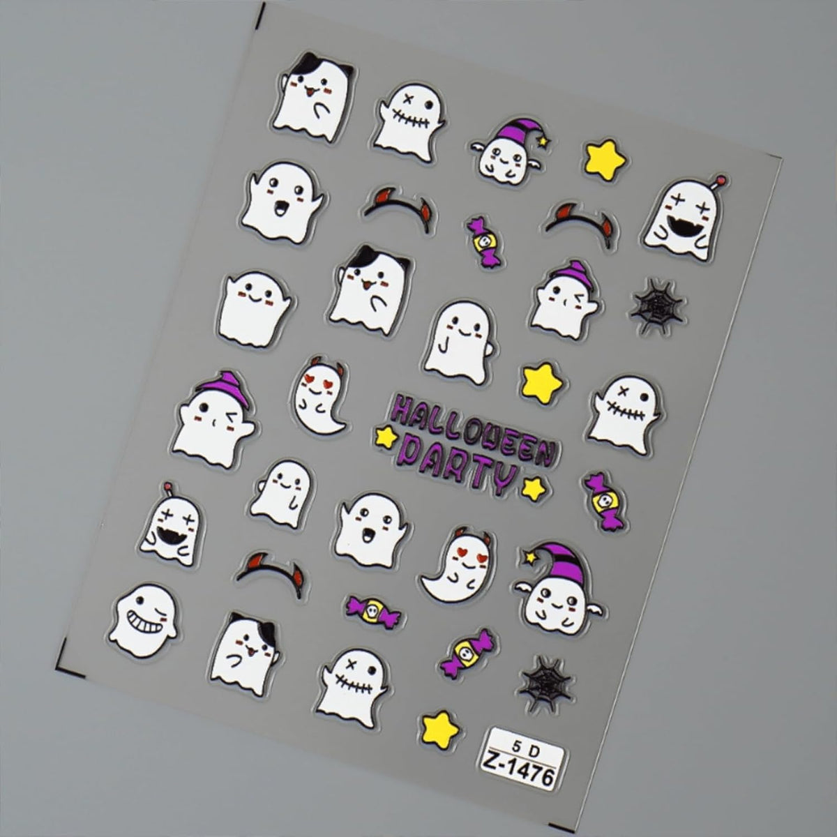 Halloween Nail Stickers for Nail Art 5D Embossed Self Adhesive Nail Decals Purple Cute Ghost Nail Art Stickers Halloween Nail Art Supplies Decoration for Women Girls