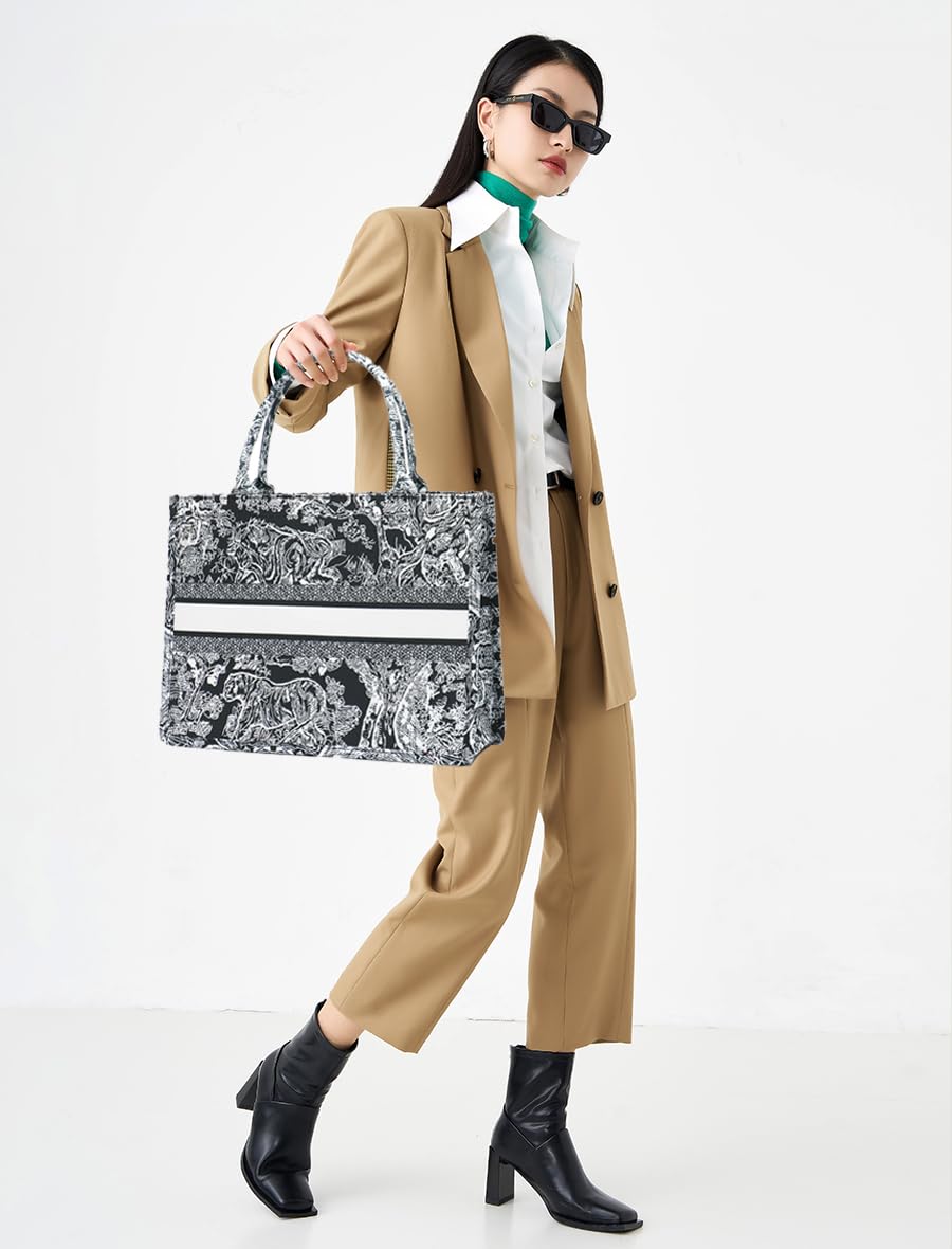 Fashion Luxury Tote Bag Cotton Linen Handbag Large Capacity Jacquard Retro Exquisite