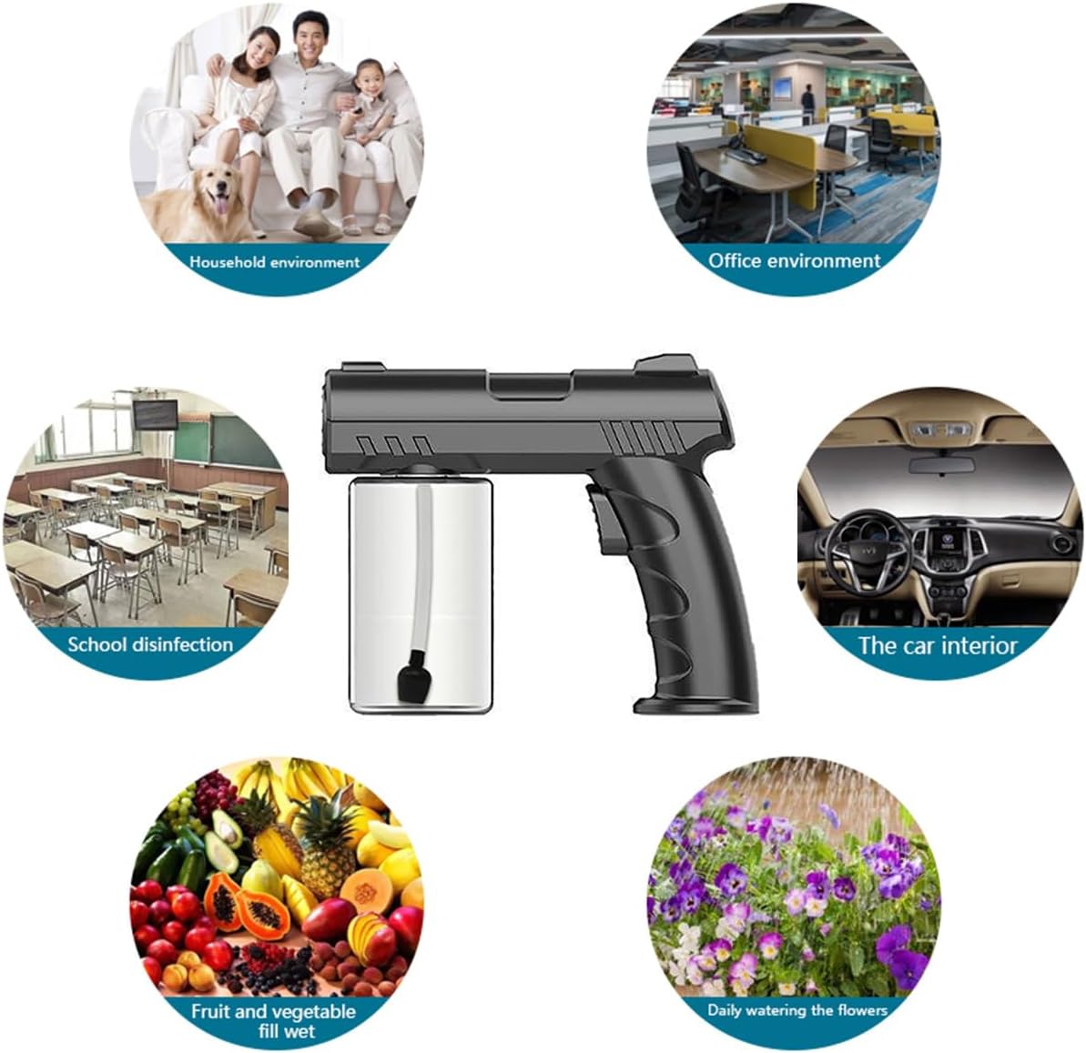 Nano Spray Gun, Rechargeable Handheld Household Blue Light Atomizer for Watering Plants and Trees (Black)