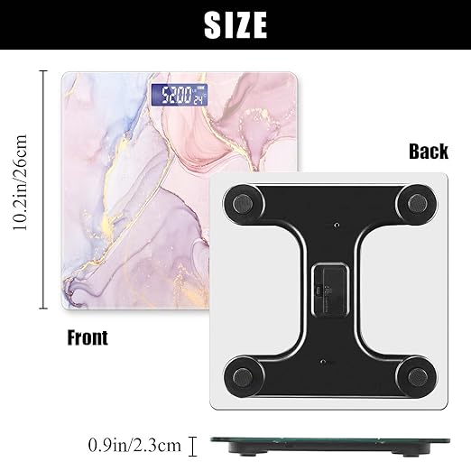 Weight Scale Digital Bathroom Scale Scale for Body Weight 400 lbs Personalized Digital Scale with Backlit Display Easy Read(Battery Not included) - Pink Marble