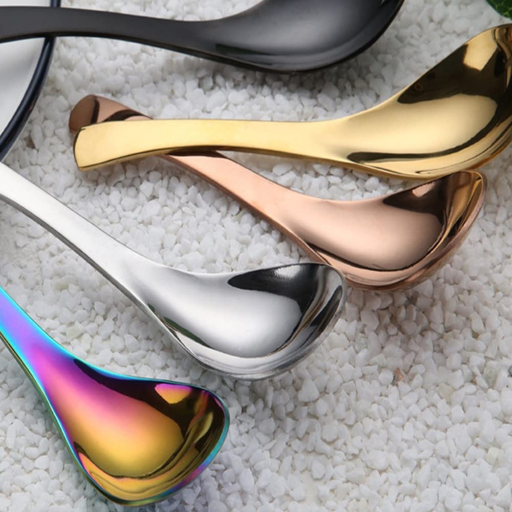 5 PCS Stainless Steel Soup Spoons, Mirror Finish, Kitchen & Dessert Spoons (Silver)