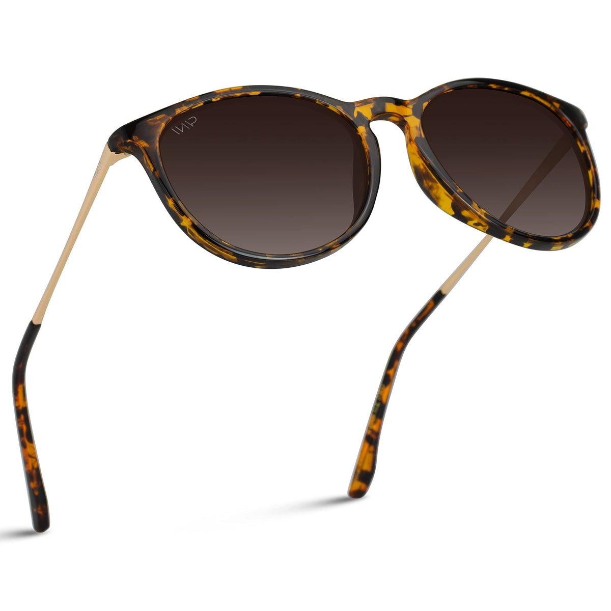 WearMe Pro Women's Round Sunglasses with Polarized UV Protection, Trendy Retro Designer Style (Tortoise Frame/Brown Lens)