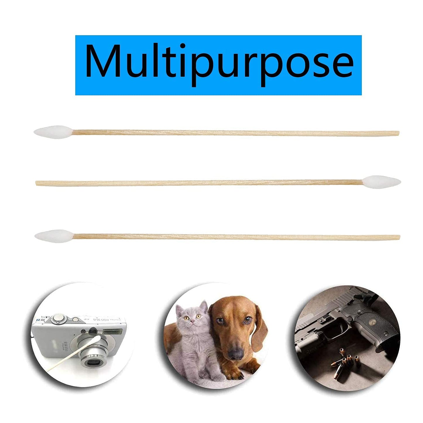 2000pcs Precision Cotton Swabs with 6'' Long Sticks for Gun Cleaning, Makeup or Pets