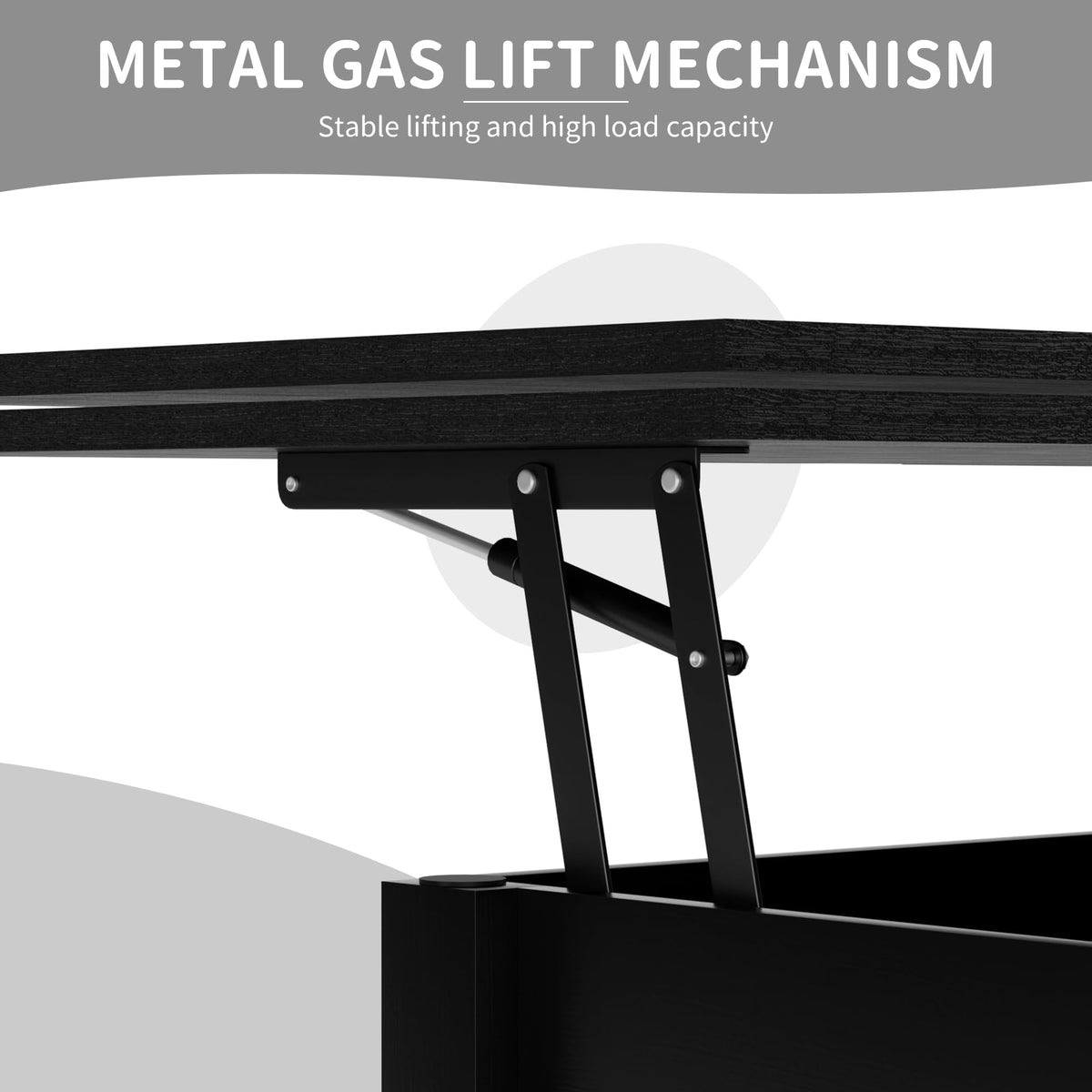 Lift Top Coffee Table with Storage, Black Lift Top Coffee Table with Drawers&Hidden Compartment, Multi-Functional Center Table, Convertible Coffee Tables into Dining Table for Home Living Room Office