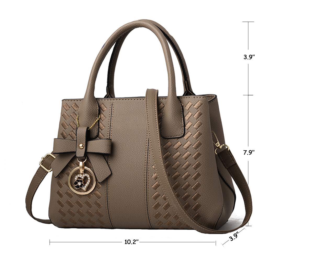 Jeniulet Purses and Handbags for Women Fashion Ladies PU Leather Top Handle Satchel Shoulder Tote Bags 10.2" x 3.9" x 7.9" Khaki